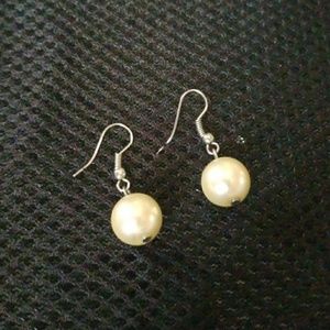 Faux White Pearl Earrings